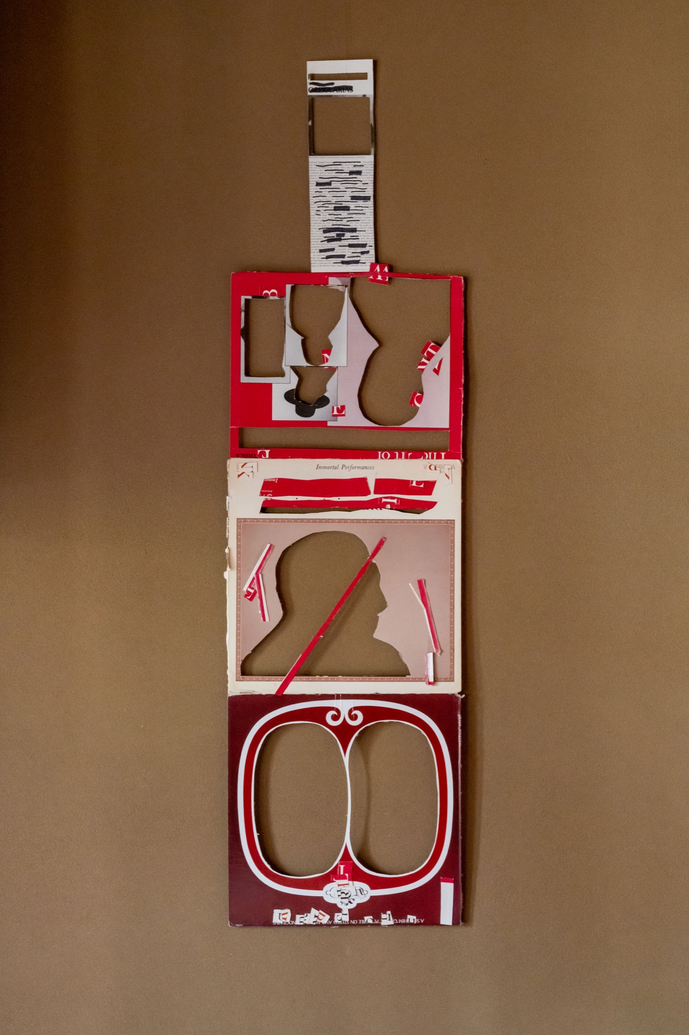 Detail of the hanging scroll collage of used record covers